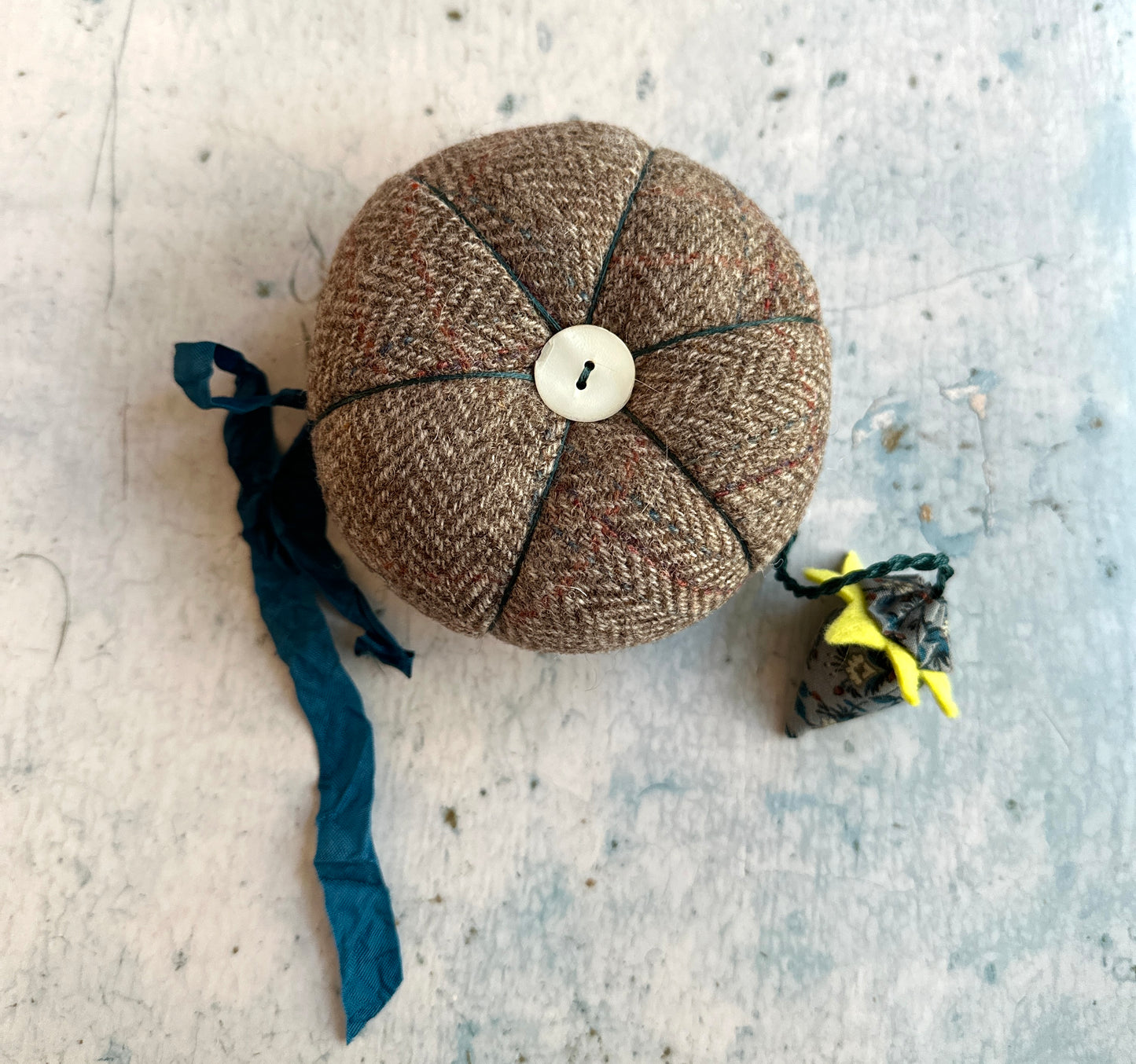 Handmade Vintage Wool Tomato Pincushion, Emory Strawberry image 1