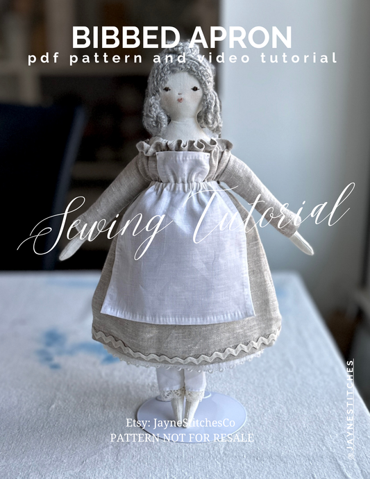 Meredith Cloth Doll Bibbed Apron PDF Pattern