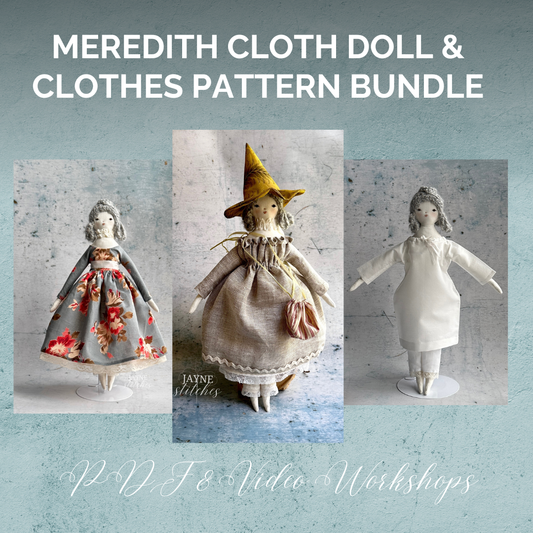 Meredith Cloth Doll Pattern & Clothes Bundle | PDF & Video Workshops
